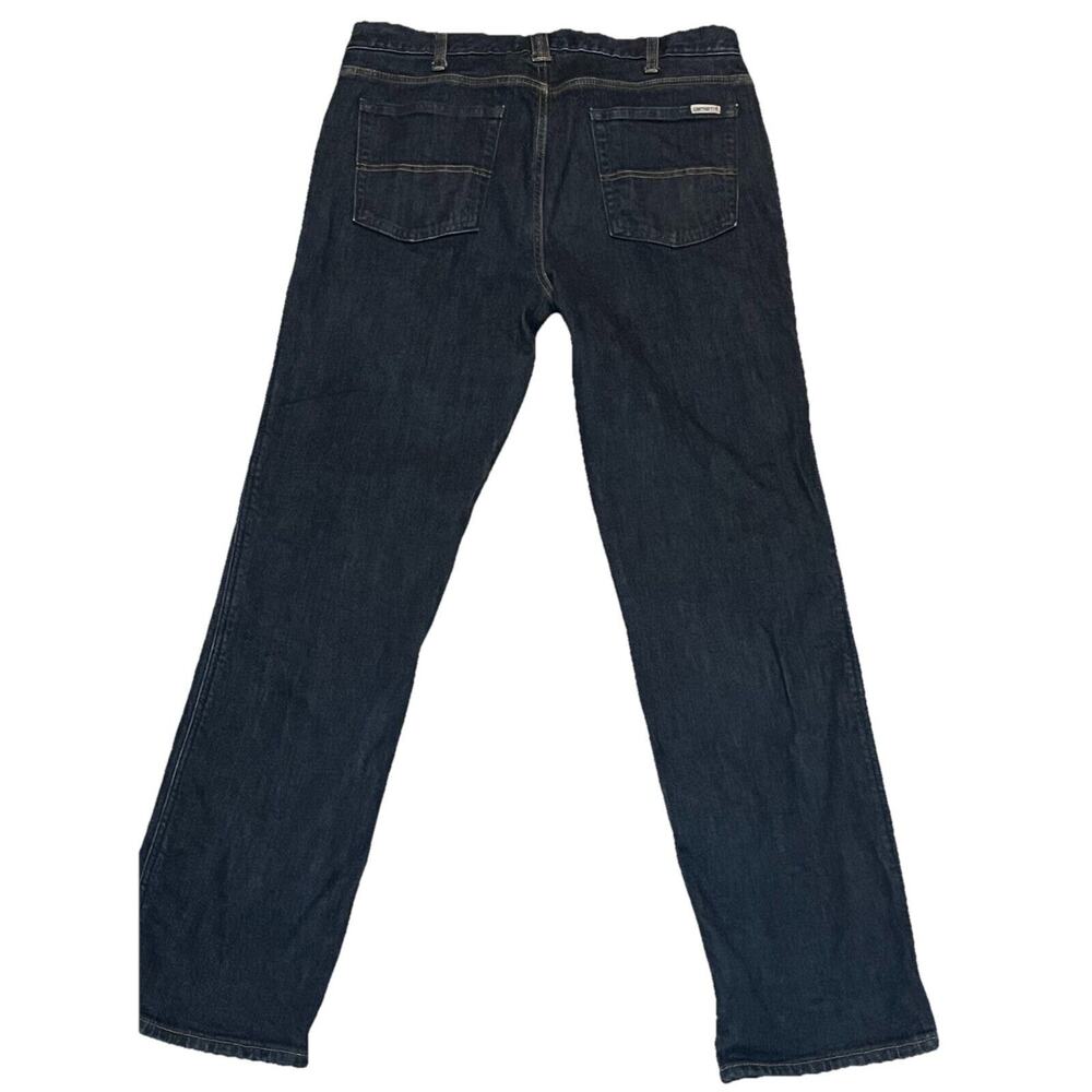 Carhartt Jeans Women's 12 Regular Straight Leg Pockets Denim Fleece Lined EUC - Picture 2 of 11